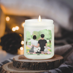 Personalized Couple & Cats Candle A Love Story in the Park, Hidden Image Scented Candle, Best Gift For Cat Lovers, Couple, Meaningful Gift For Him/Her on Valentine's Day, Anniversary - thoughtygift.com