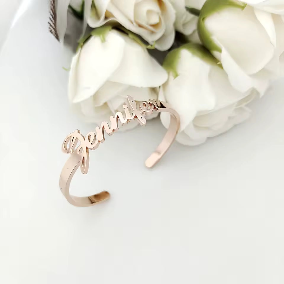 Personalized Customized Name Bracelet Stainless Steel Customized Letter Opening Adjustable Bracelet Children's Jewelry Gifts