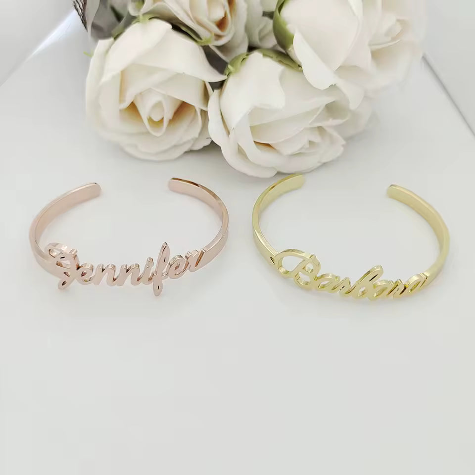 Personalized Customized Name Bracelet Stainless Steel Customized Letter Opening Adjustable Bracelet Children's Jewelry Gifts
