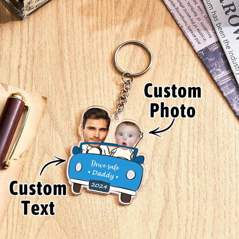 Personalized Drive Safe Keychain Custom Car Style Keychain Gifts for Daddy