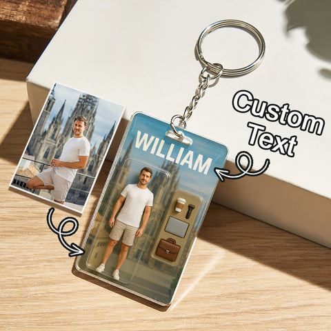 Fully Body Custom 3D Effect Action Figure Pack Packaging Toy Box Style Art Gift Personalized 2D Printing Acrylic Keychain Gift for Mother