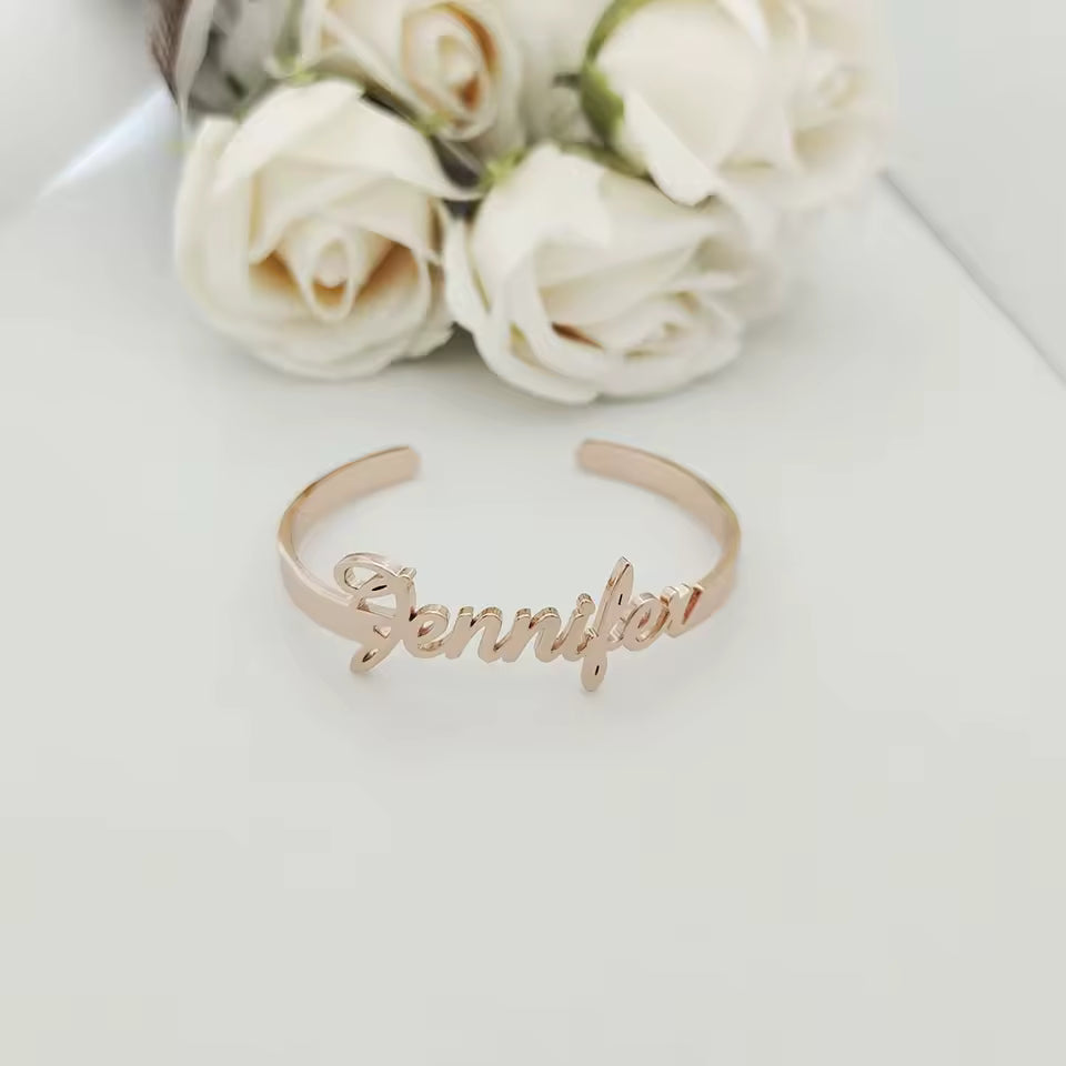 Personalized Customized Name Bracelet Stainless Steel Customized Letter Opening Adjustable Bracelet Children's Jewelry Gifts