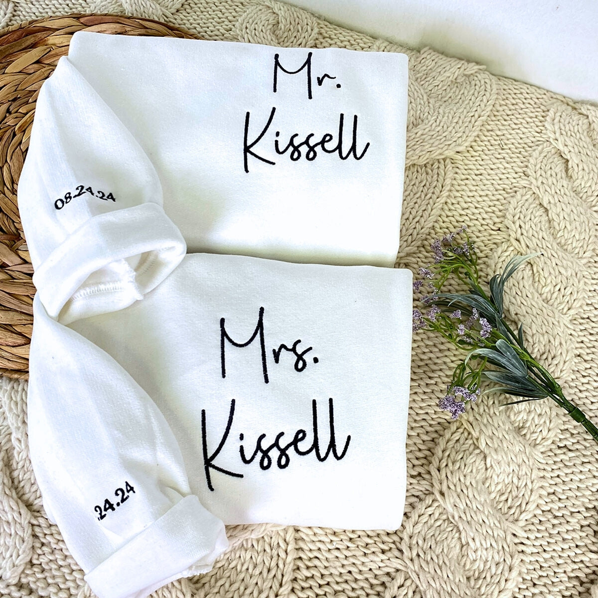 Personalized Embroidered Neckline Sweatshirt - Unique Custom Gift
