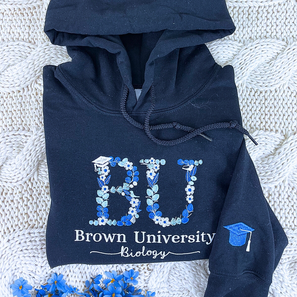 Personalized Embroidered Neckline Hoodie - Custom Text & Stylish Design