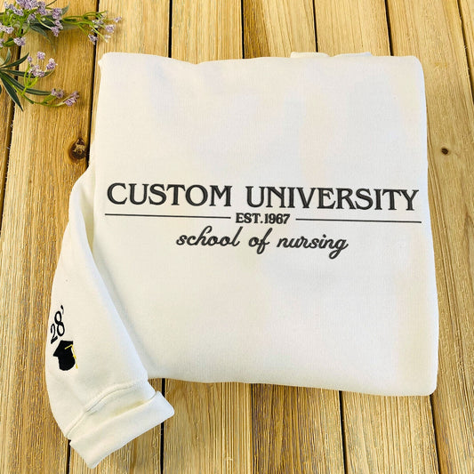 Personalized College University Sweatshirt - Custom Embroidered
