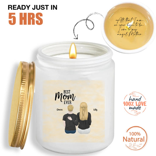 Custom Mom And Kids' Name Candle, Hidden Message Scented Candle, Cartoon Picture Gift, Happy Mother's Day Gift - thoughtygift.com