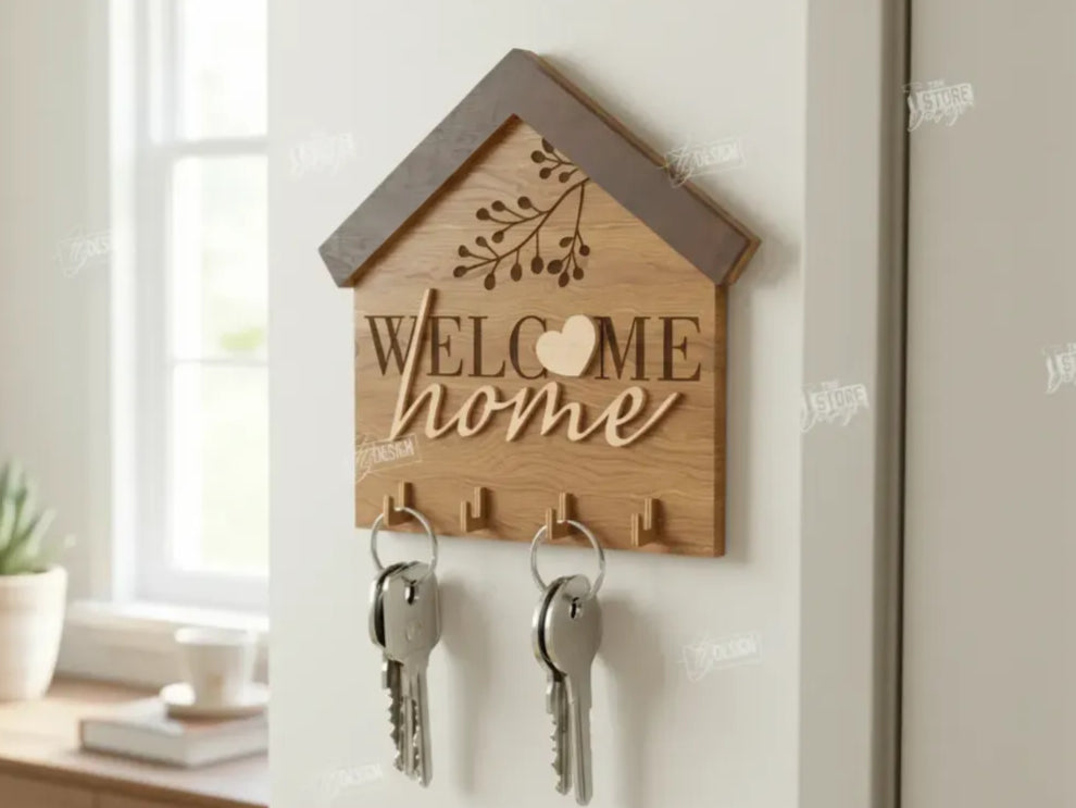 Custom Tiered Wooden Countertop Keychain Display Rack