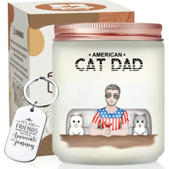 Funny American Cat Dad Candle, Custom Scented Candle With Keychain, Thoughtful Gift For Dog Lovers - thoughtygift.com