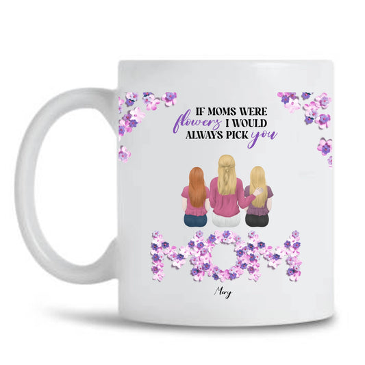 Personalized Mom and Daughters Coffee Mug, Floral Design and Heartfelt Quote, Perfect Gift for Mother’s Day, Birthday, or Special Occasion - thoughtygift.com