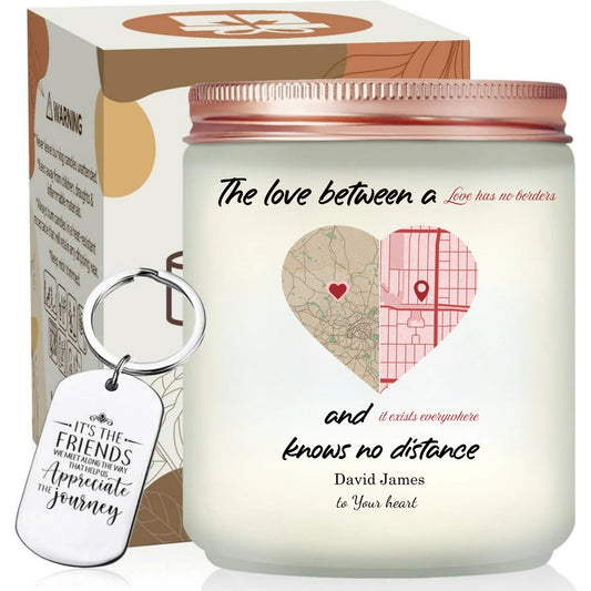 Personalized Puzzle Heart Map Candle, Unique Couple Gifts With Keychain, Anniversary Gifts, Gift For Her, Him - thoughtygift.com