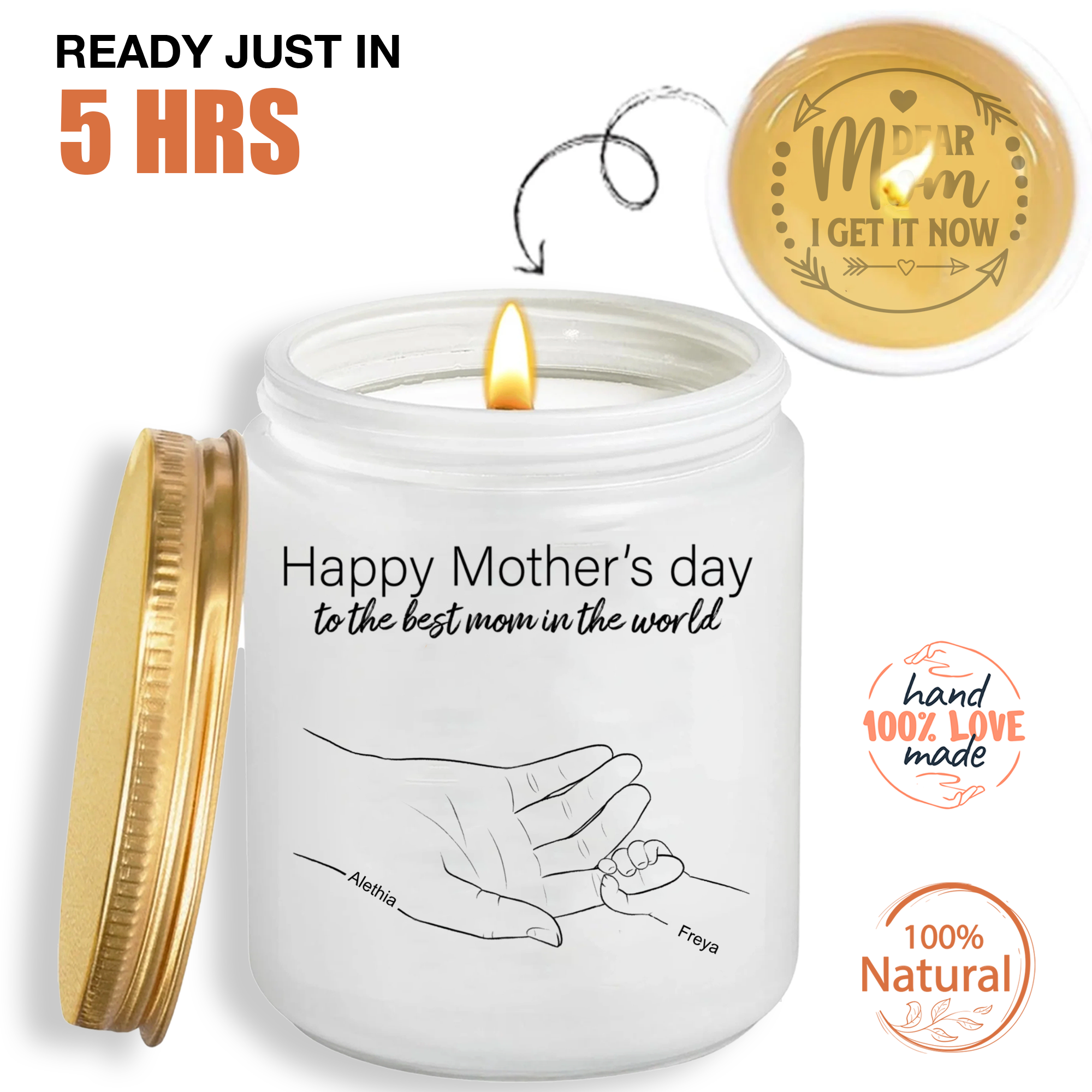 Personalized Mother's Day Candle  A Heartfelt Gift For Mom, Hidden Wonderful Message With Mom's Name And Kid's Name Candle, Best Mom ever gifts - thoughtygift.com