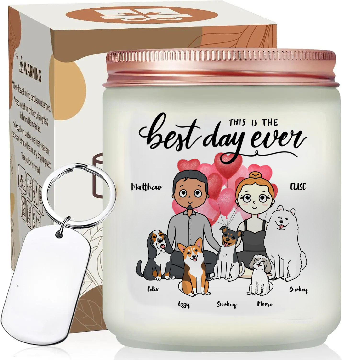 Personalized Wedding Candle Best Day Ever Custom Couple & Pets Keepsake Gift, Hidden Image Scented Candle, Meaningful Present For Him/Her, Valentine's Day, Anniversary - thoughtygift.com