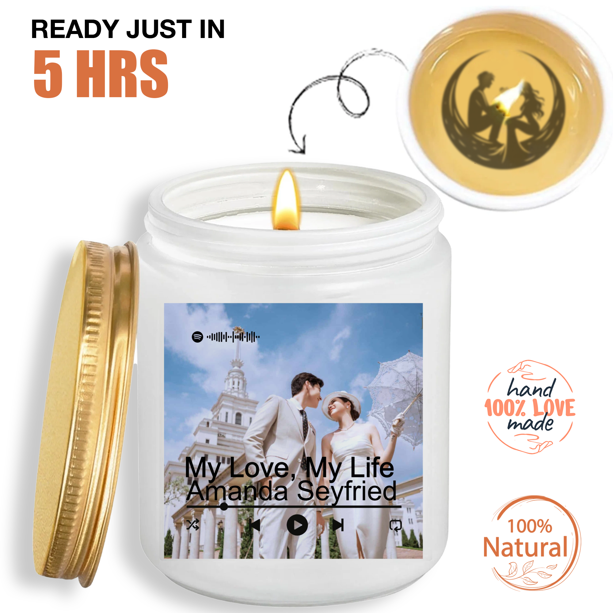 Personalized Song Candle with Custom Photo & Hidden Image – Romantic Scented Candle Gift for Couples, Anniversary, Valentine's Day, Gift For Her/Him - thoughtygift.com