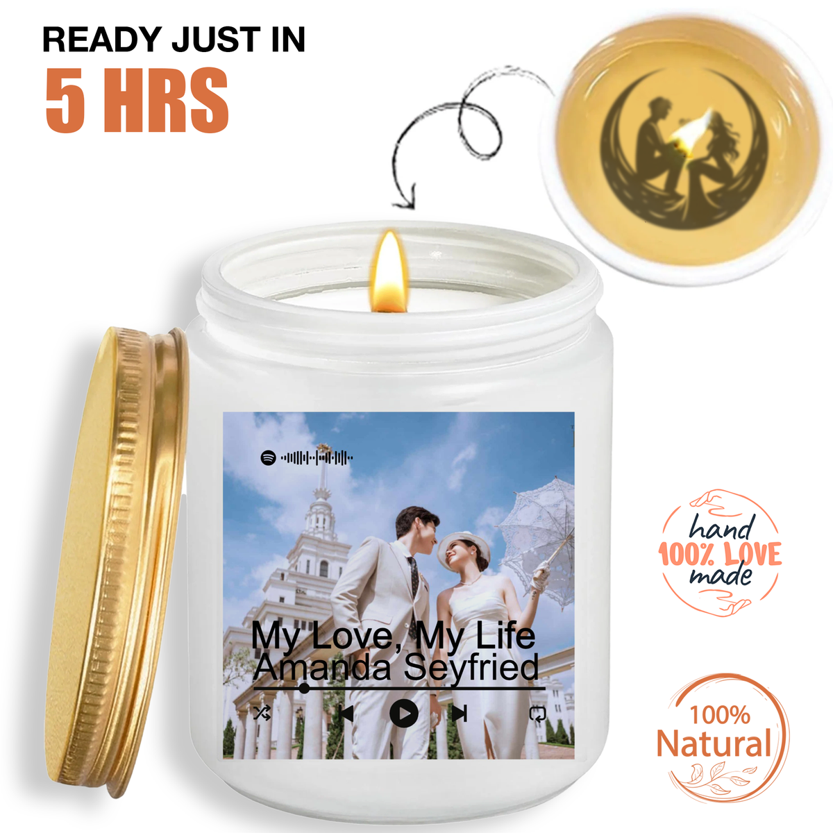 Personalized Song Candle with Custom Photo & Hidden Image – Romantic Scented Candle Gift for Couples, Anniversary, Valentine's Day, Gift For Her/Him - thoughtygift.com