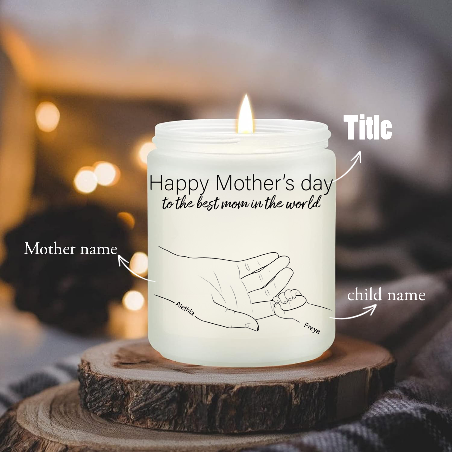 Personalized Mother's Day Candle  A Heartfelt Gift For Mom, Hidden Wonderful Message With Mom's Name And Kid's Name Candle, Best Mom ever gifts - thoughtygift.com
