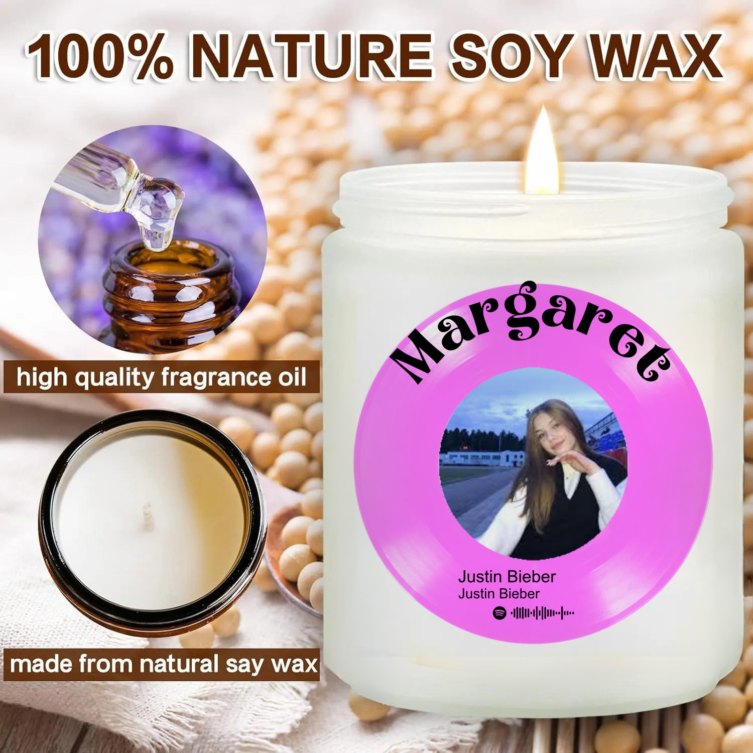 Personalized Song & Photo Candle A Unique Gift For Her/Him, Hidden Image Scented Candle, Perfect Present for Valentine, Anniversary, Birthday - thoughtygift.com