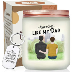 Custom Father And Son Illustration Candle, Thoughtful Gift For Father's Day, Gift For Dad, Grandpa