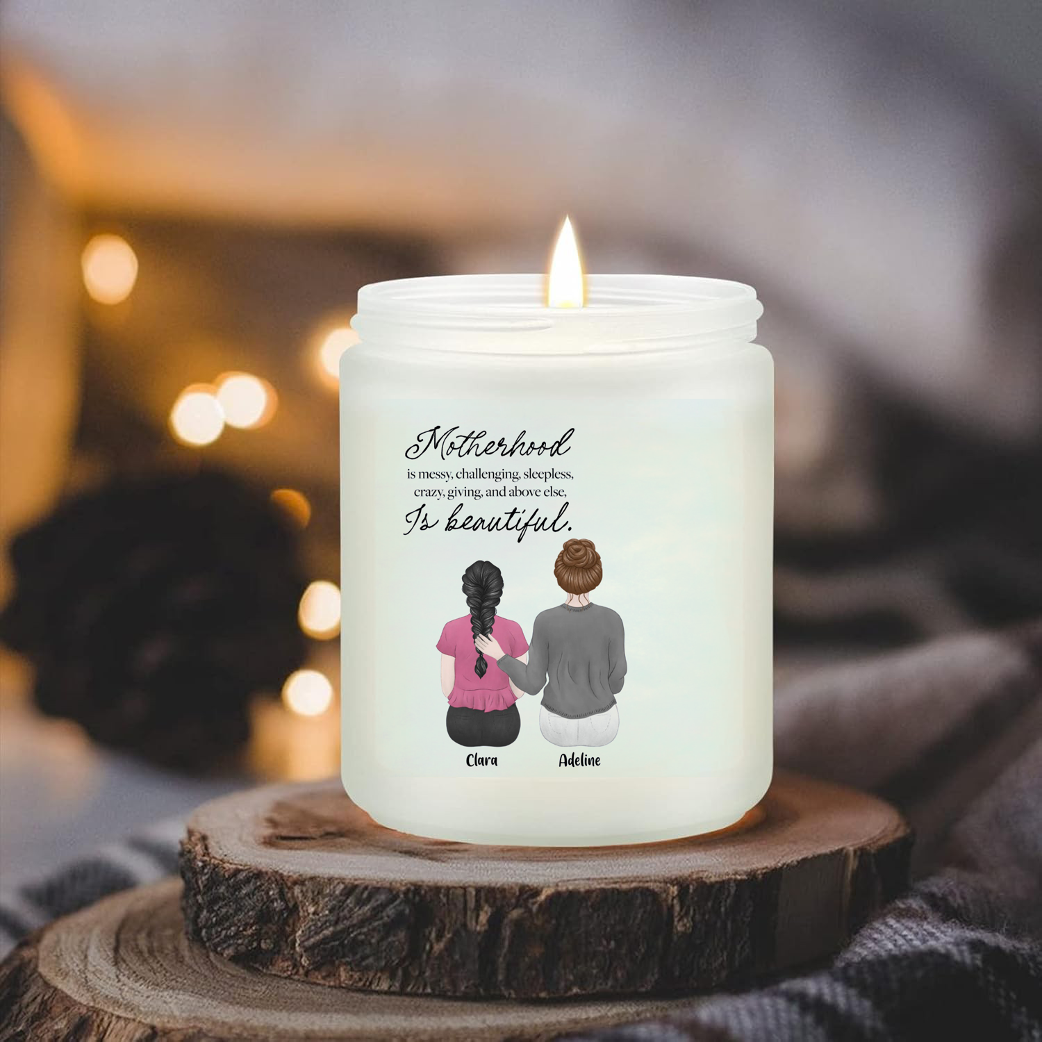 Personalized Mother & Daughter Scented Candle Custom Name & Illustration, Heartwarming Gift for Mom, Birthday, Mother’s Day, Christmas, or Special Occasion  Unique Home Decor Keepsake - thoughtygift.com