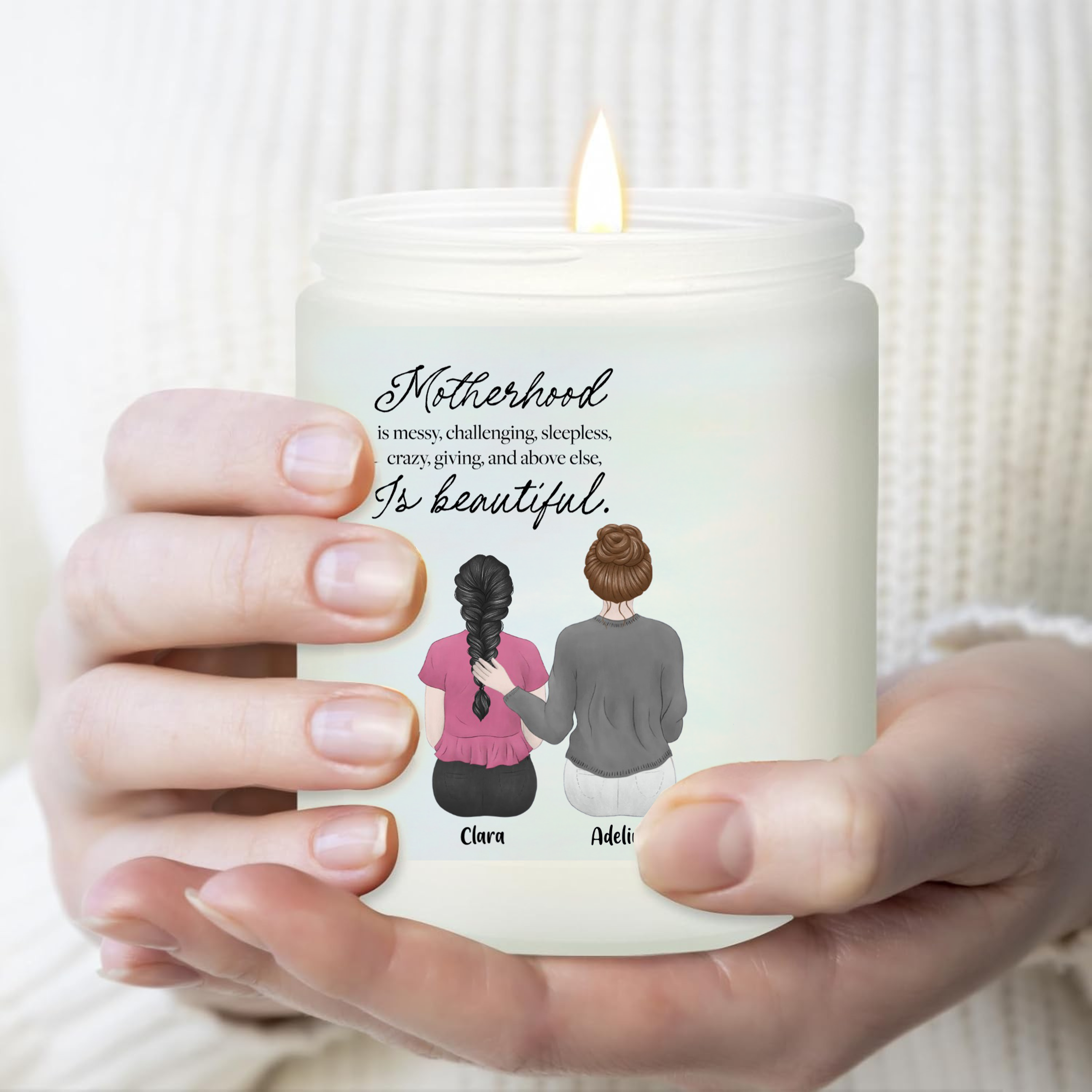 Personalized Mother & Daughter Scented Candle Custom Name & Illustration, Heartwarming Gift for Mom, Birthday, Mother’s Day, Christmas, or Special Occasion  Unique Home Decor Keepsake - thoughtygift.com