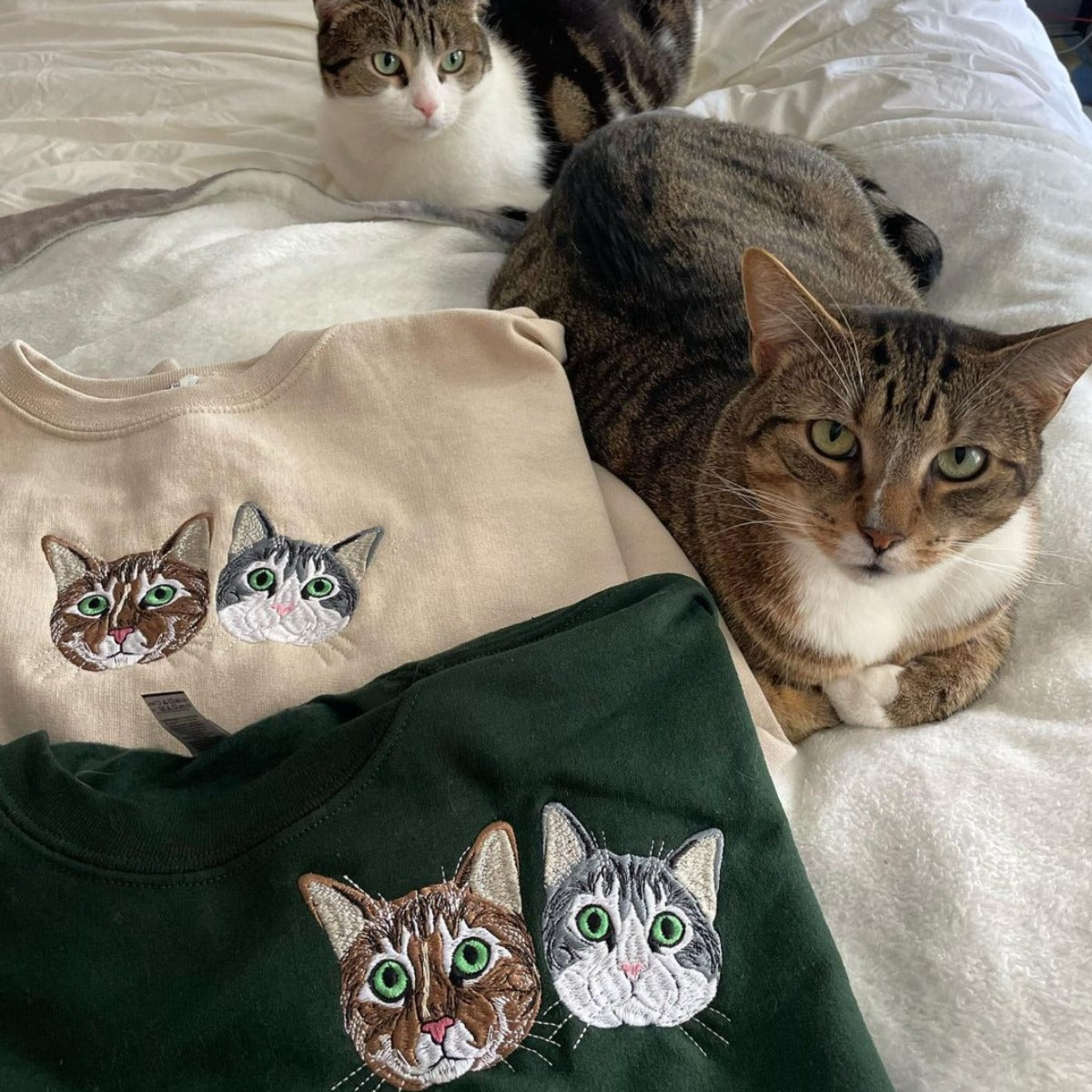 Custom Pet Portrait Embroidered Sweatshirt or Hoodie - Cherish Your Furry Friend