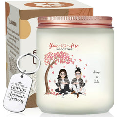 Personalized Couple's Illustration Scented Candle, Romantic Gift for Couples, Custom Candle With Keychain, Anniversary Gifts, Gift For Him, Her