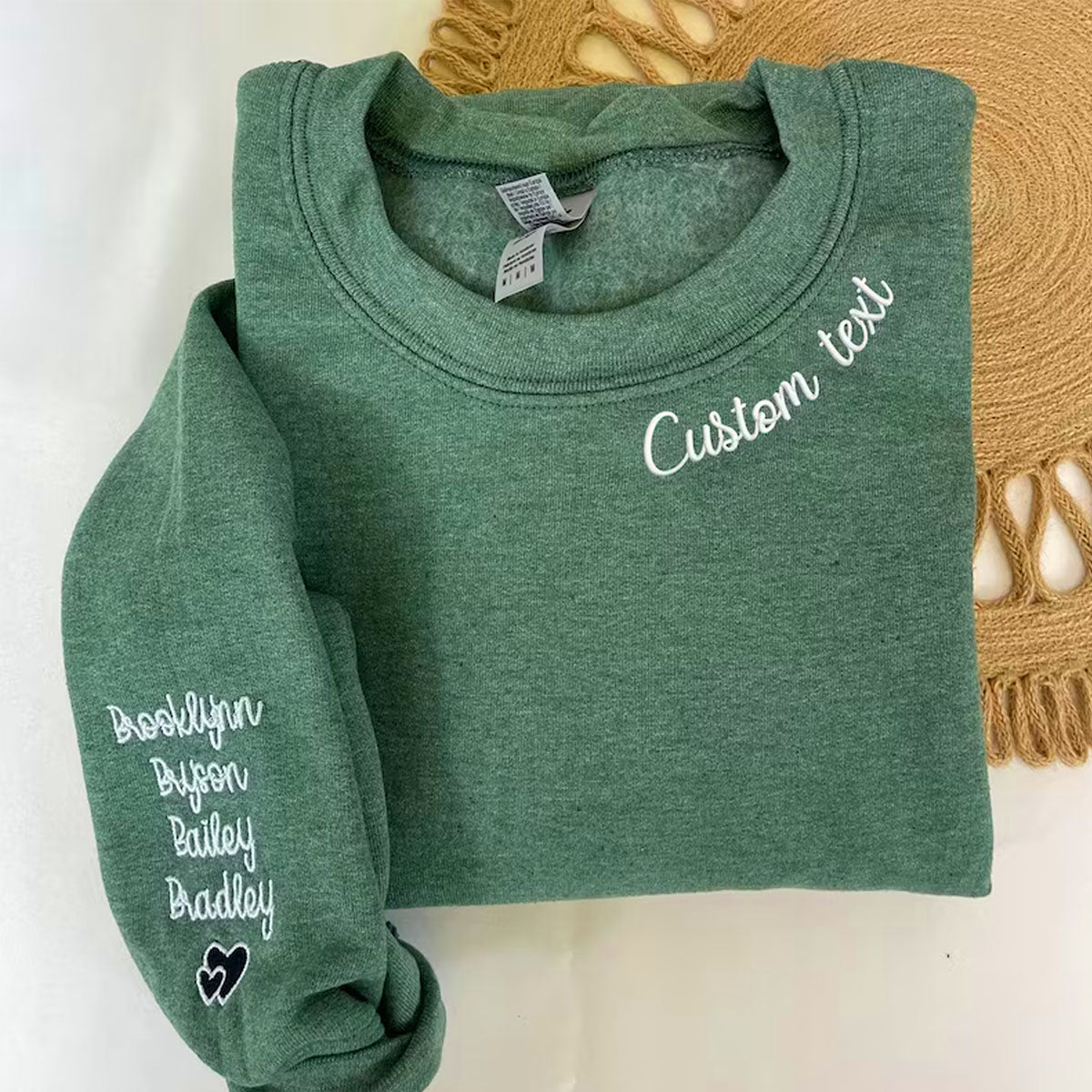 Personalized Embroidered Neckline Sweatshirt - Unique Custom Gift