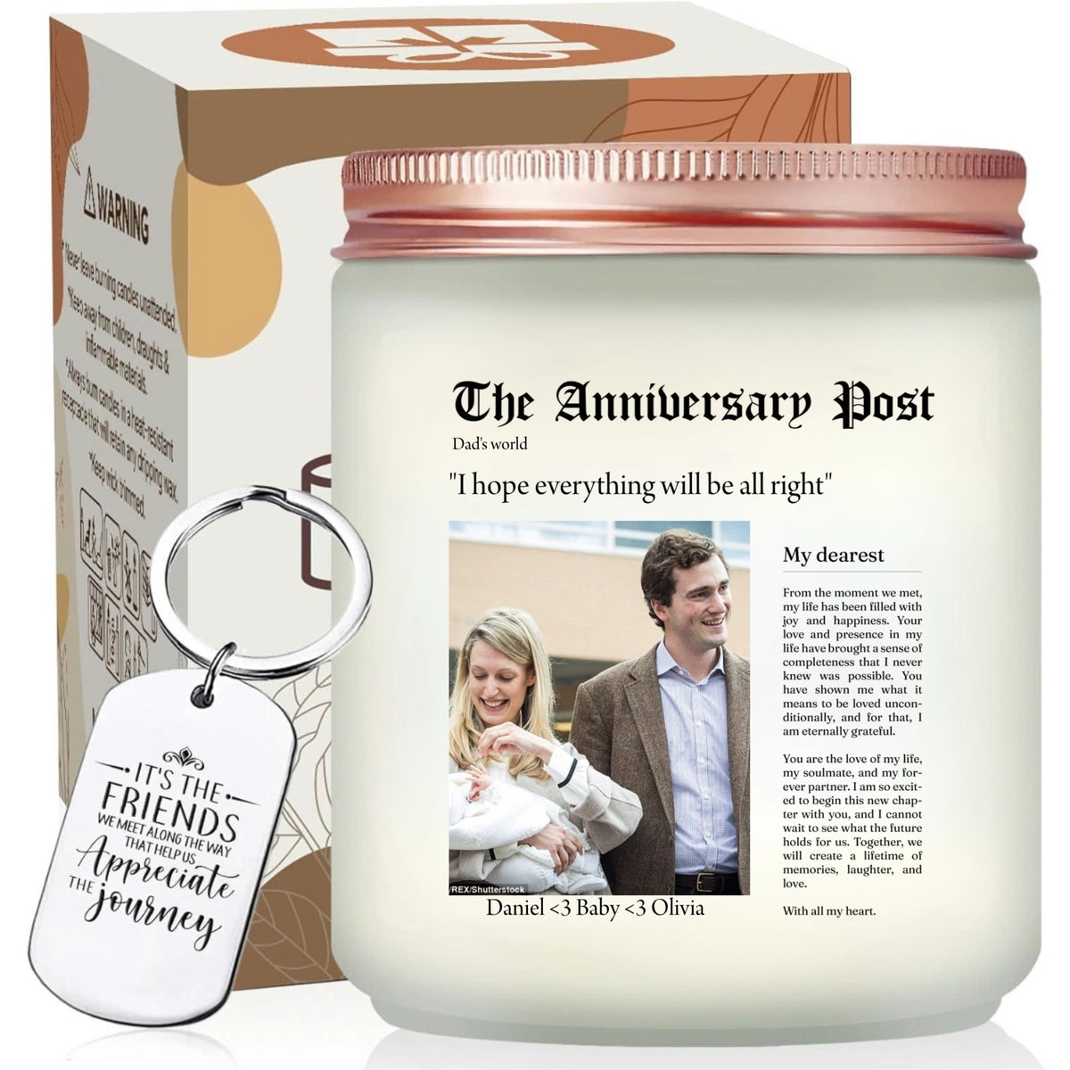 Personalized Newspaper Style Scented Candle with Custom Photo and Message, Interesting Gift For Couple - thoughtygift.com