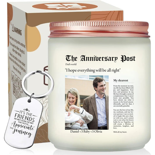 Personalized Newspaper Style Scented Candle with Custom Photo and Message, Interesting Gift For Couple - thoughtygift.com