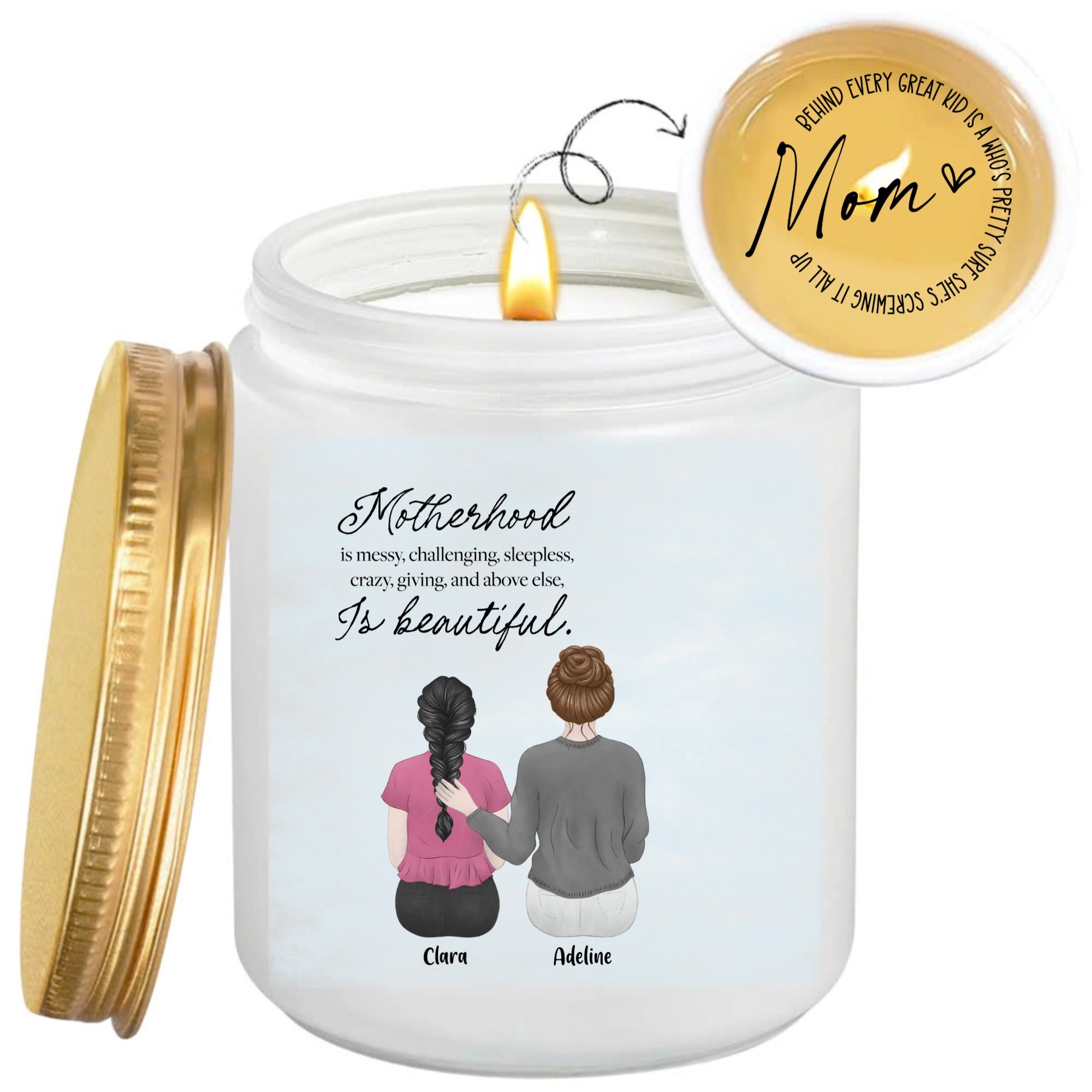 Personalized Mother & Daughter Scented Candle Custom Name & Illustration, Heartwarming Gift for Mom, Birthday, Mother’s Day, Christmas, or Special Occasion  Unique Home Decor Keepsake - thoughtygift.com