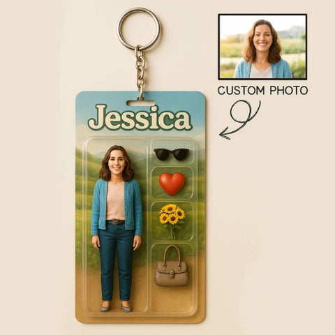 Fully Body Custom 3D Effect Action Figure Pack Packaging Toy Box Style Art Gift Personalized 2D Printing Acrylic Keychain Gift for Mother
