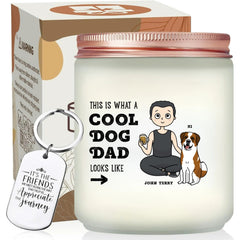 Personalized Cool Dog Dad Candle With Keychain, Custom Pet Lover Gift, Present For Dad, Grandpa