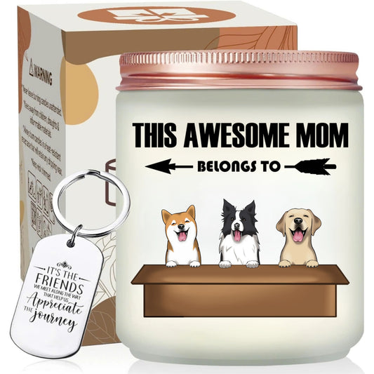 Personalized Dogs Illustrations Scented Candle, Candle With Custom Keychain, Happy Mother's Day Gift, Gift For Mom, Birthday Gifts - thoughtygift.com
