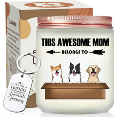 Personalized Dogs Illustrations Scented Candle, Candle With Custom Keychain, Happy Mother's Day Gift, Gift For Mom, Birthday Gifts - thoughtygift.com