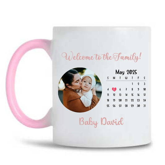 Mother's Day Gift For First Time Mum, Custom Photo And Calendar Mug, Gift For Mom, Sister. - thoughtygift.com