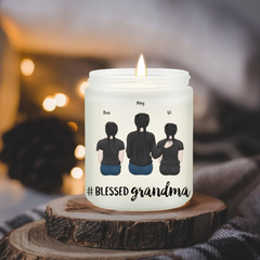 "Blessed Grandma" Scented Candle With Keychain, Personalized Gift For Grandma, Best Gift For Grandma From Children, Grandkids