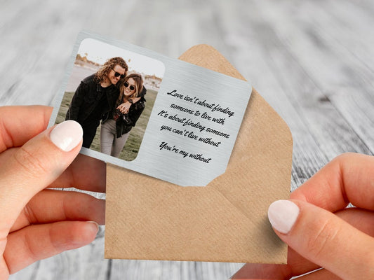Half Potrait Landscape Photo Wallet Purse Card, Metal Keepsake Gift, Gift for Grandparents, Husband, Wife Dad, Mum, Friend Custom Card