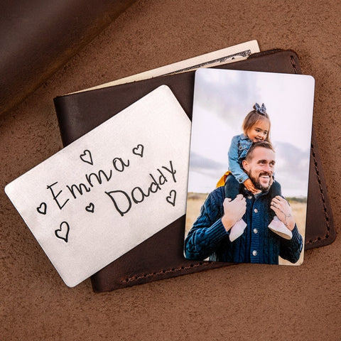 Custom handwriting wallet insert for Daddy, Childs drawing picture, Handwriting wallet card with photo, Personalized drawing wallet card
