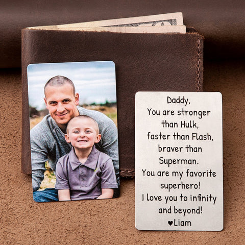 Custom handwriting wallet insert for Daddy, Childs drawing picture, Handwriting wallet card with photo, Personalized drawing wallet card
