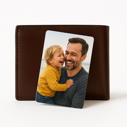 Father’s Day Gift – Personalised Metal Wallet Photo Card for Dad | Custom Double Sided Photo Keepsake | Unique Present for Him