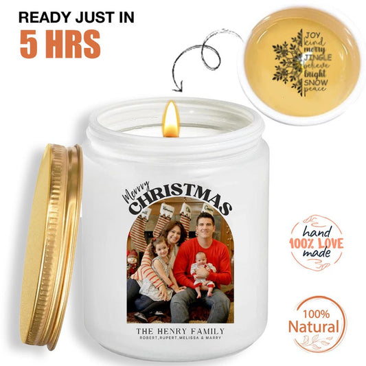 Custom Family Photo/Illustration Candle – Custom Scented Candle For Family | Personalized Hidden Message | Meaningful Gift For Christmas