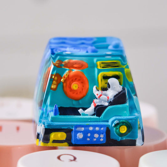 Keycap Custom Astronauts Artisan, Resin Keycap for Handmade Gift,Personalized Gift and Birthday Gift for him,Keycaps anime cute,Green keycap