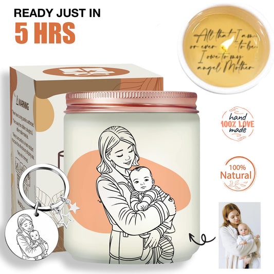 Custom Scented Candle ,Personalized Gift for Mom, Custom Line Drawing, Mother’s Day Gift, Family Portrait Sketch,Hidden Message Candle