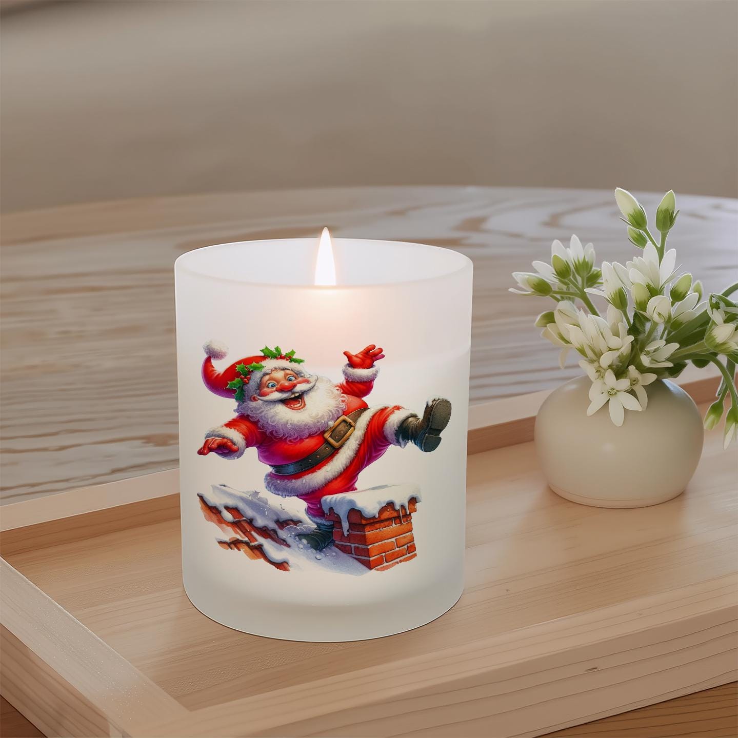 Custom Santa Illustration Candle – Custom Scented Candle For Christmas | Funny Gift For Kids, Family