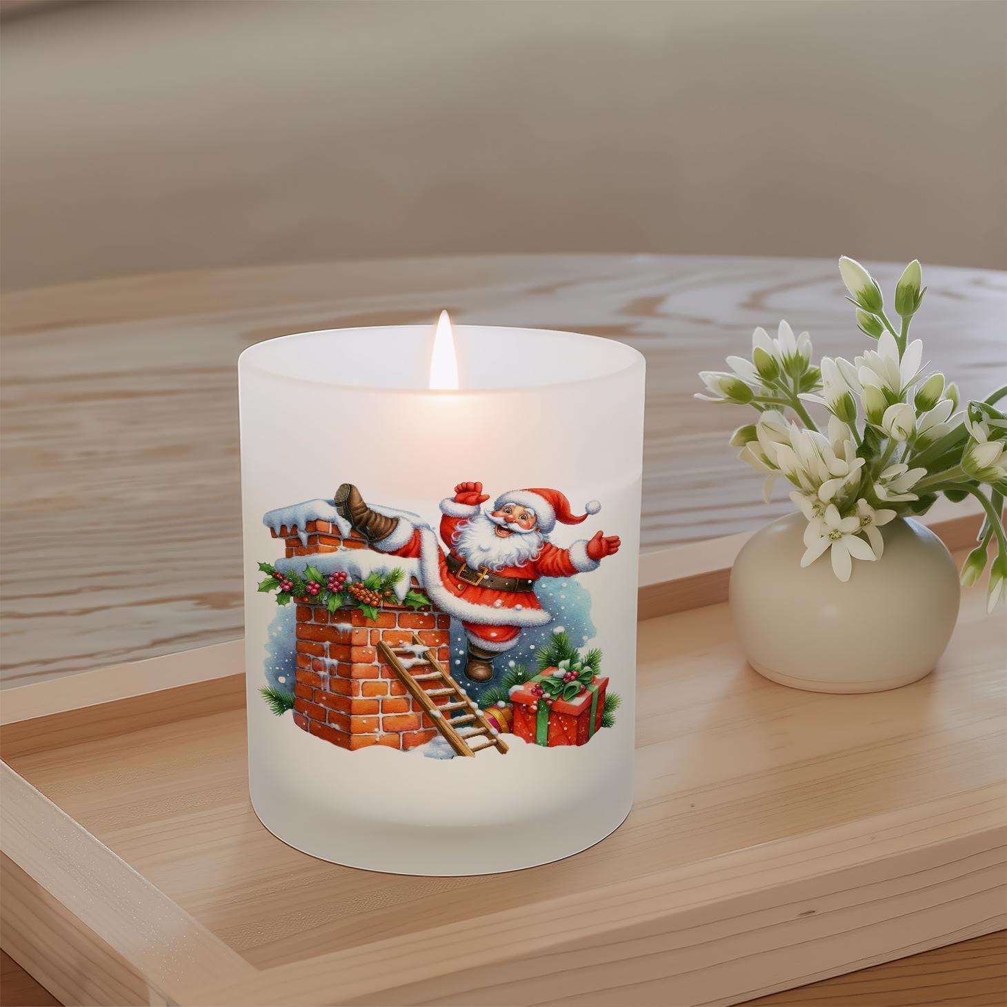 Custom Santa Illustration Candle – Custom Scented Candle For Christmas | Funny Gift For Kids, Family