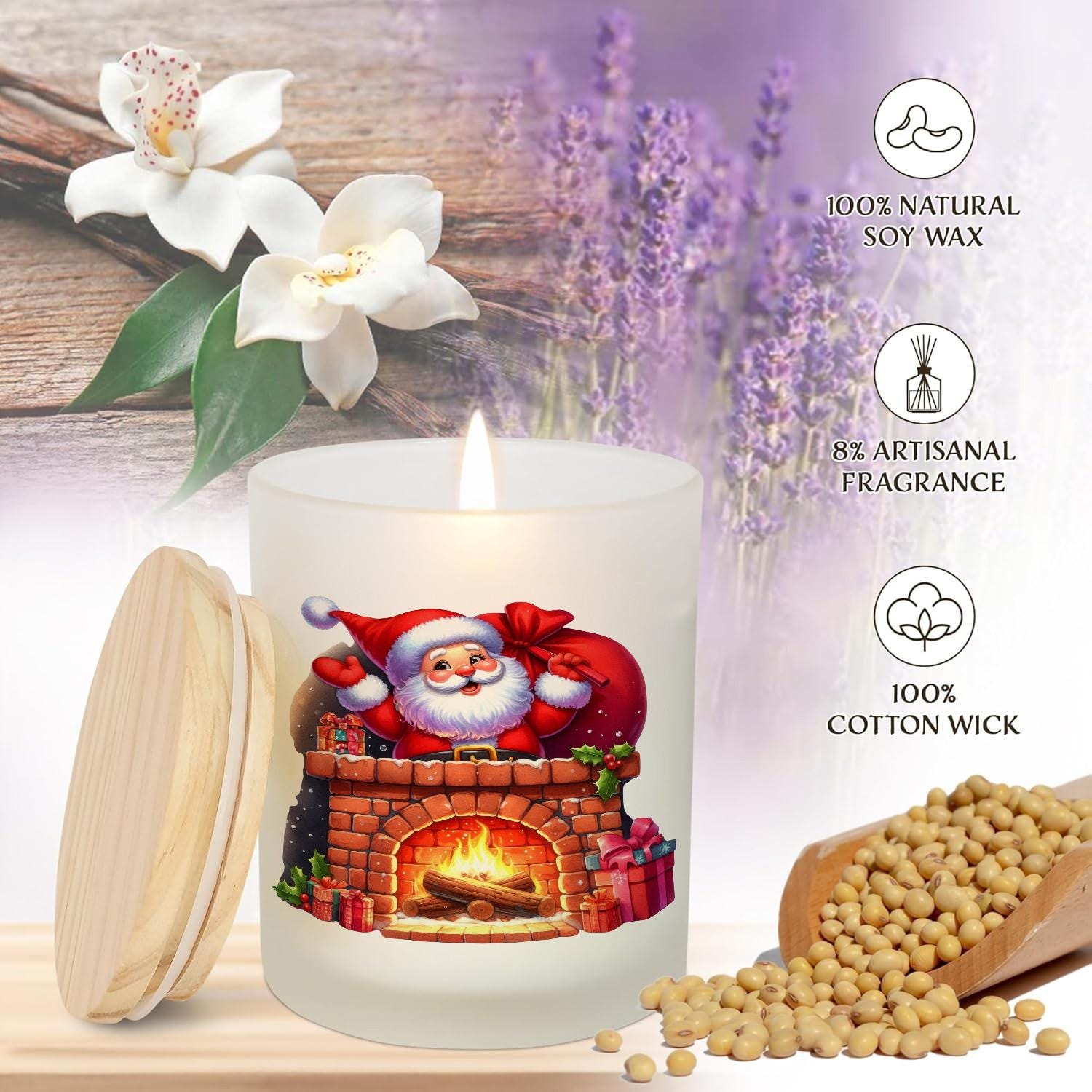 Custom Santa Illustration Candle – Custom Scented Candle For Christmas | Funny Gift For Kids, Family