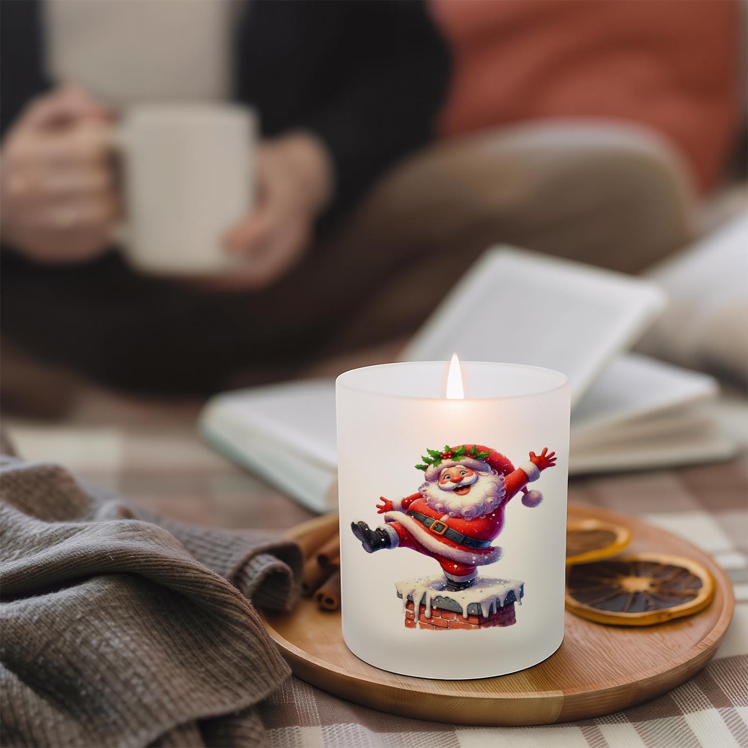 Custom Santa Illustration Candle – Custom Scented Candle For Christmas | Funny Gift For Kids, Family