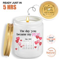 Save The Date Calendar Candle Personalized Calendar Gift For Mother's Day, Hidden Message Scented Candle - thoughtygift.com
