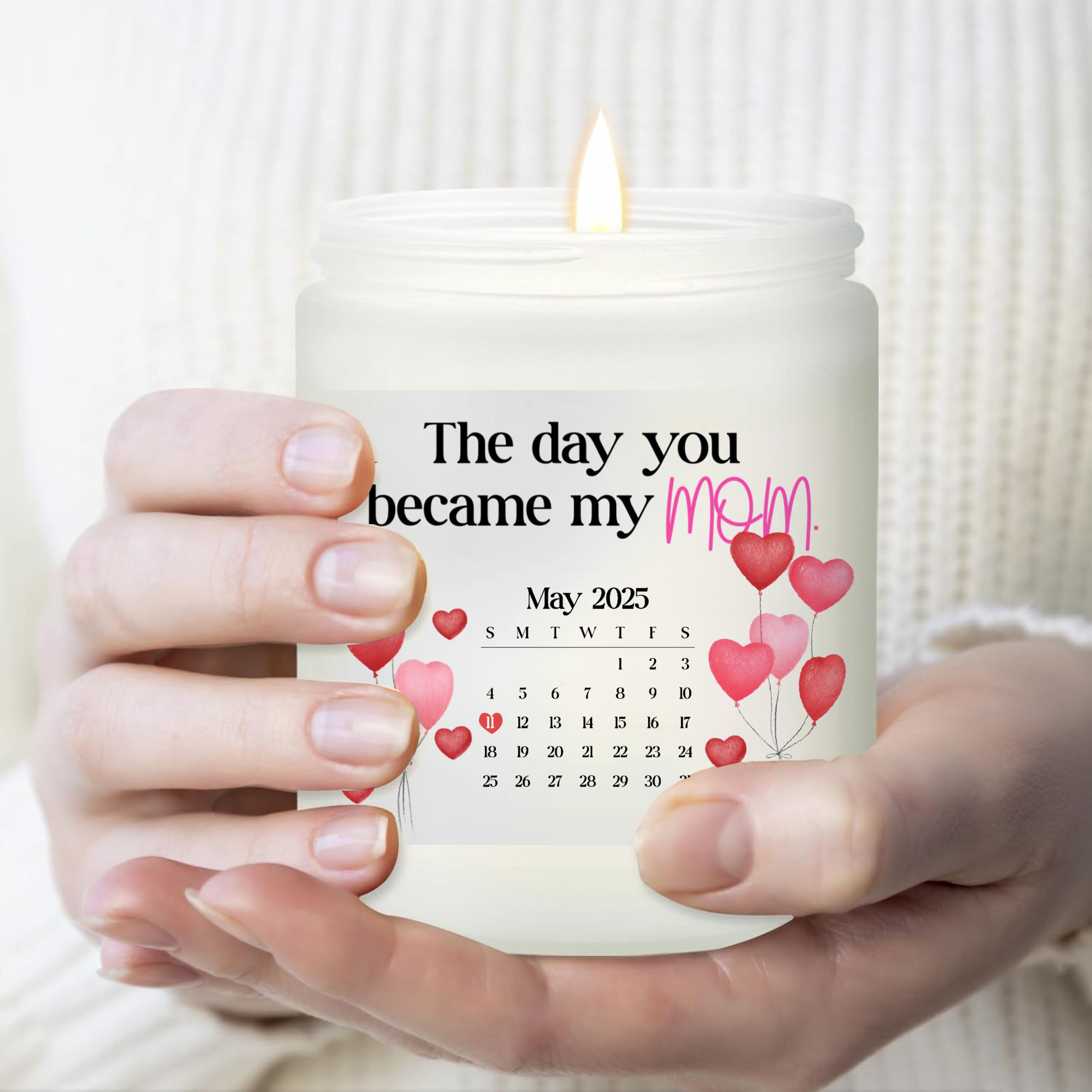 Save The Date Calendar Candle Personalized Calendar Gift For Mother's Day, Hidden Message Scented Candle - thoughtygift.com