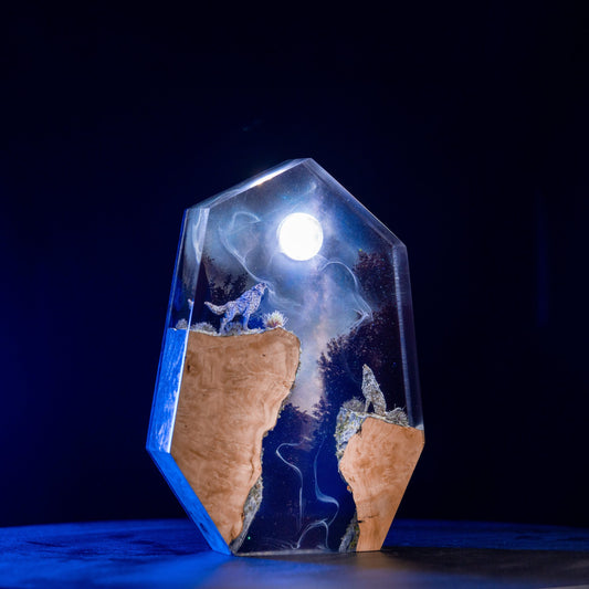 Epoxy Lamp – Custom Night Light Wolves Mythology